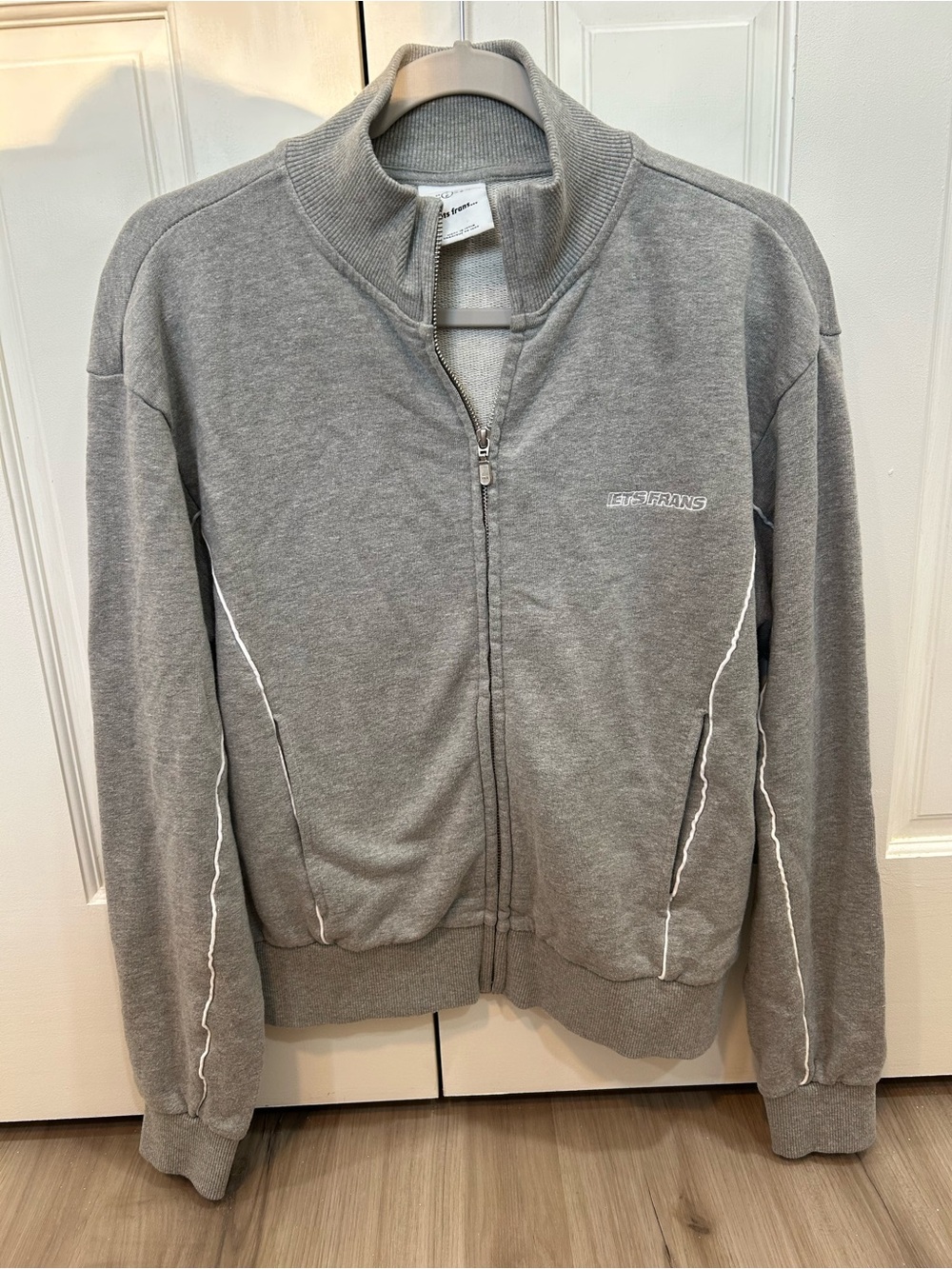 iets frans... Grey Full Zip Track Jacket with White Piping Small